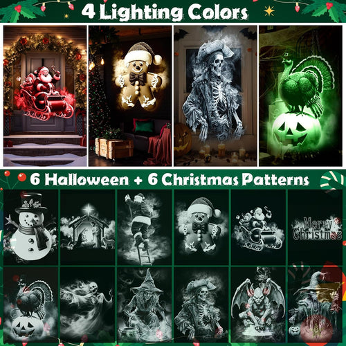 Halloween Projector Lights — 12 Dynamic 3D Scenes to Make Your House the Scariest on the Block | Waterproof Outdoor, Remote Included (+ 6 Christmas Scenes Free)